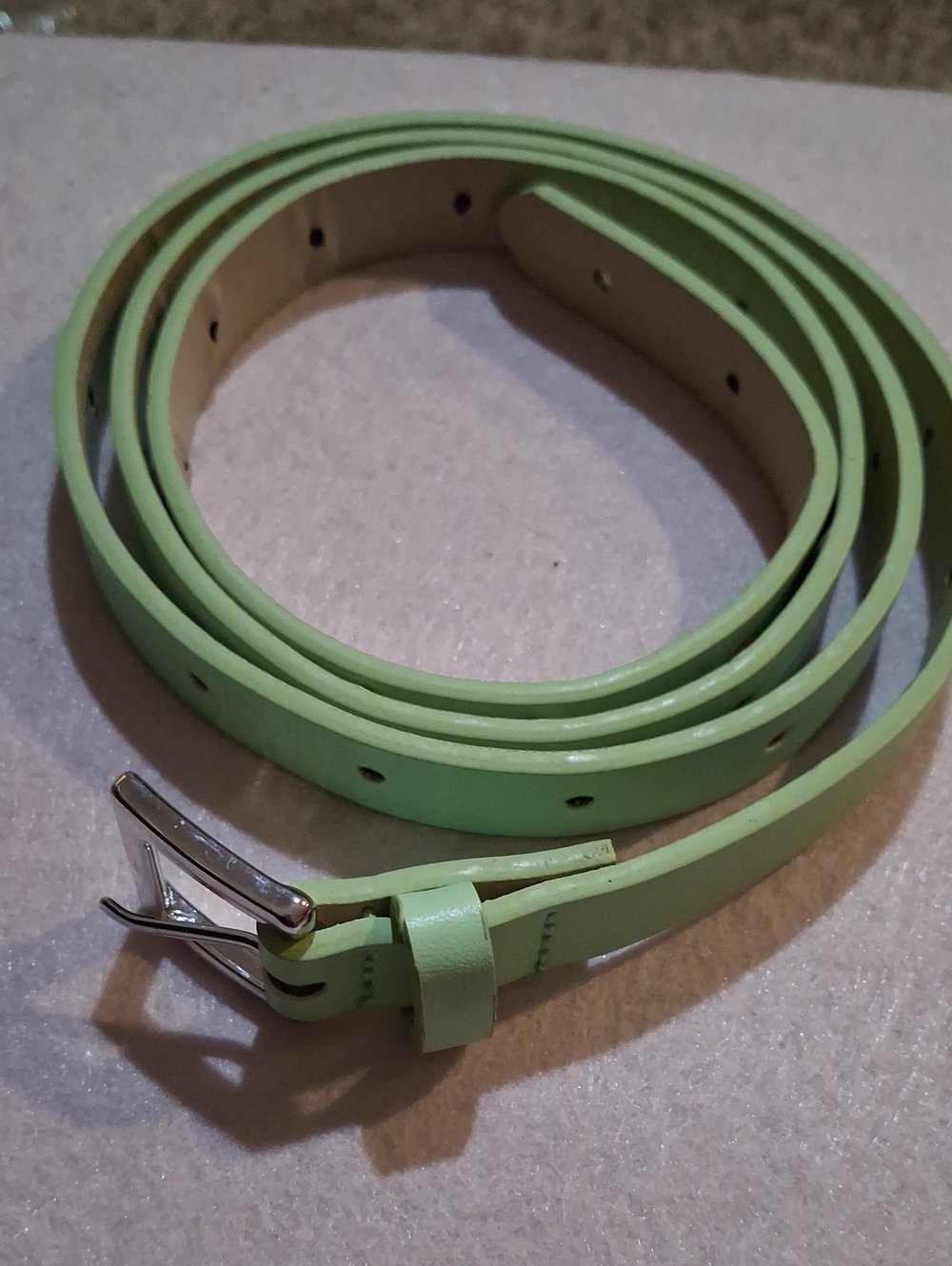 Mint Green Faux Leather Skinny Belt